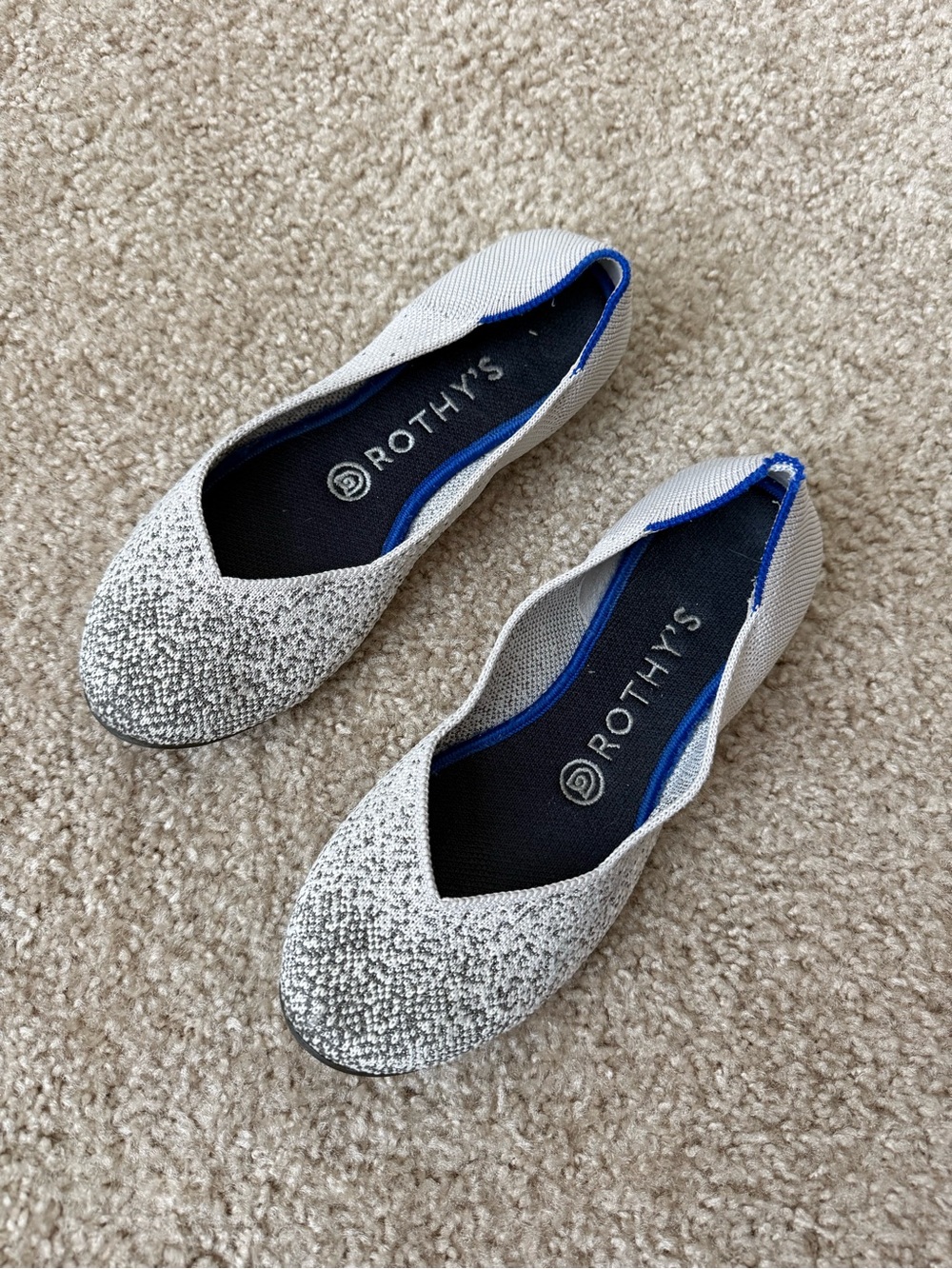 Rothy's Light Gray Knit Rounded Ballet Flats